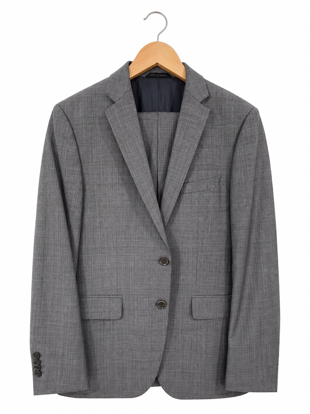 Hugo Boss James Sharp Super 100 Gray Glen Plaid Suit 36R